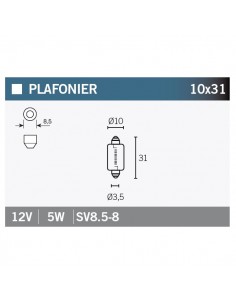 Caja de 10 lámparas SV8.6-8 12V5W