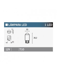 Caja de 10 lámparas 1LED T10
