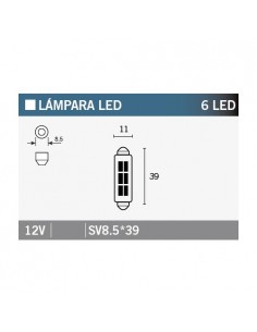 Caja de 10 lámparas 6LED SV8.5*39