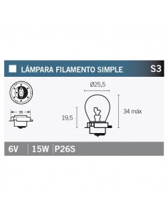 Caja de 10 lámparas 6V15W P26S