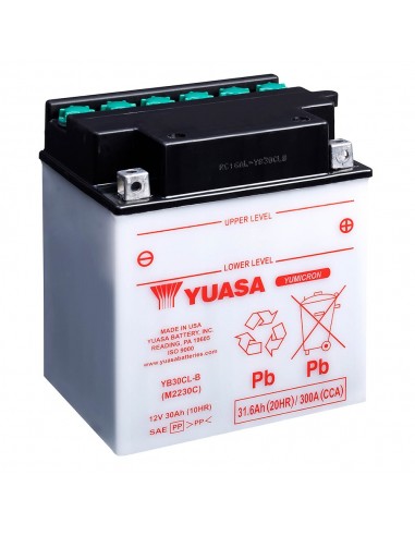 Batería Yuasa YB30CL-B Dry charged (sin electrolito)