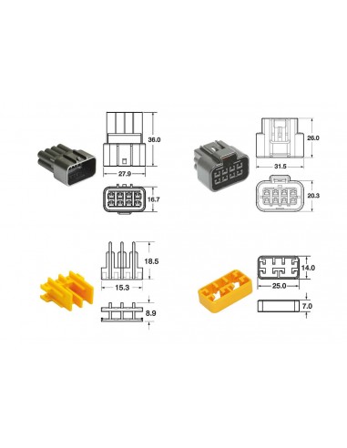 Juego de conectores 8 vias Series 090 FRKW BIHR tipo original - 5 Juegos completo