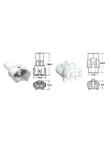 Juego de conectores 2 vias Series 090 SMTO BIHR tipo original Ø0,85mm²/1,25mm² - 5 Juegos completo