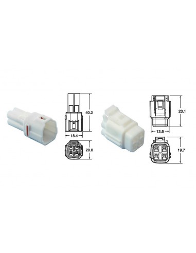 Juego de conectores 4 vias Series 090 SMTO BIHR tipo original  Ø0,85mm²/1,25mm² - 5 Juegos completo