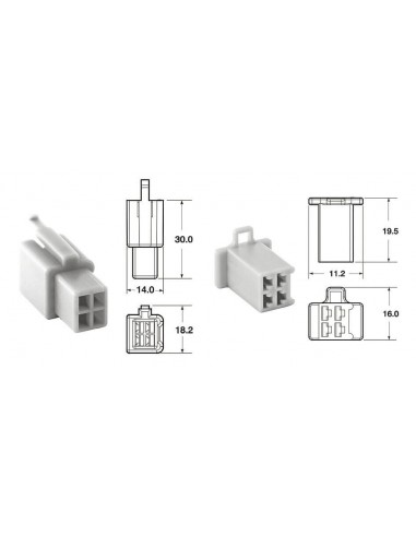 Juego de conectores 4 vias 110 ML BIHR tipo original Ø0,5mm²/0,85mm² - 5 Juegos completo