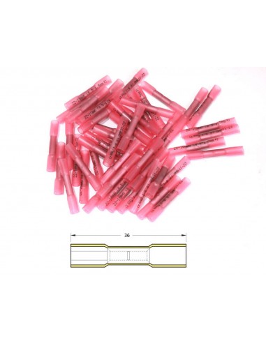 Conector punta-punta termorretráctil BIHR Ø0,5/1,5mm² - 50uds transparente rojo
