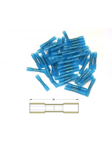 Conector punta-punta termorretráctil BIHR Ø1,5/2,5mm² - 50uds transparente azul
