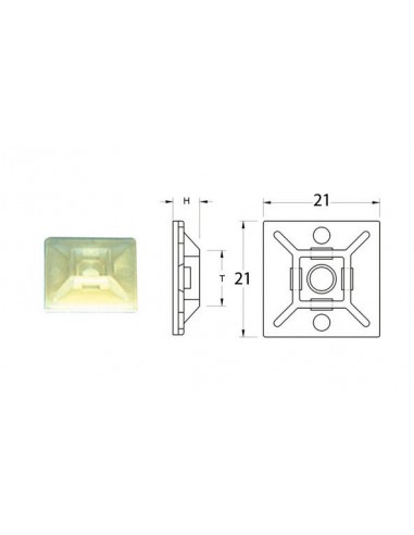 Base adhesiva para bridas de nylon BIHR blanco 21 x 21mm