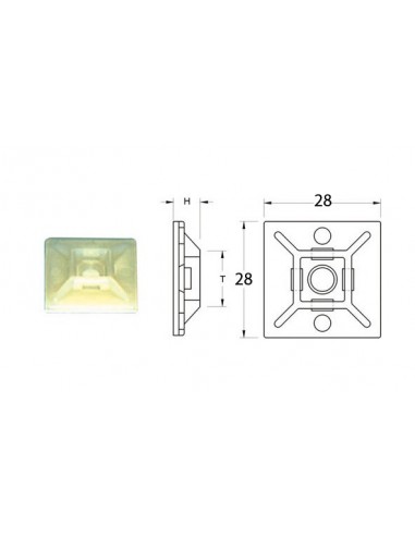 Base adhesiva para bridas de nylon BIHR blanco 28 x 28mm