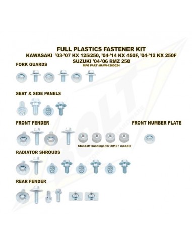 Kit tornillería de plástica Bolt KAWA 13 KX250F / 12-13 KX450F