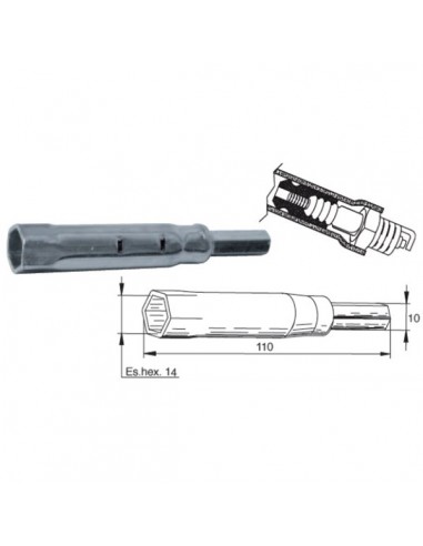 Llave de bujía con extractor de pipa de silicona Hex.14