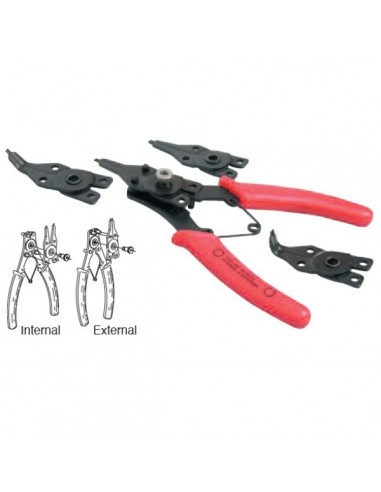 Alicates combinables para anillos interiores y exteriores  kit 4 pinzas