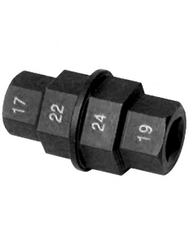 Herramienta 4 hexágonos para desmontar eje de rueda. 17-19-22-24mm. - Llave 1/4