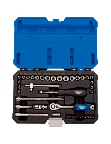 "Kit de 40uds de Vasos & llaves trinquete métrica & pulgada 1/4" DRAPER"