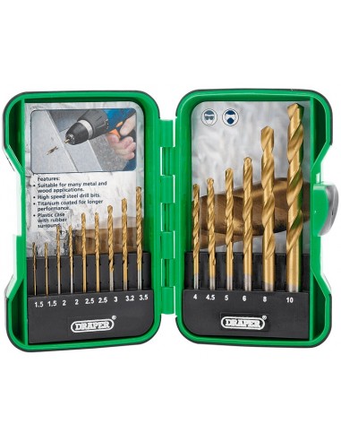 Juego de 25 brocas DRAPER HSS titanio 1 - 10mm