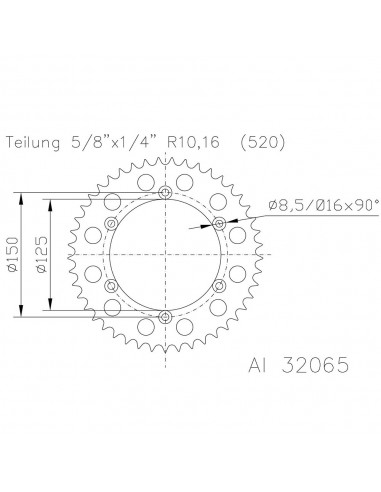 Corona ESJOT Aluminio 51-32065-52 dientes