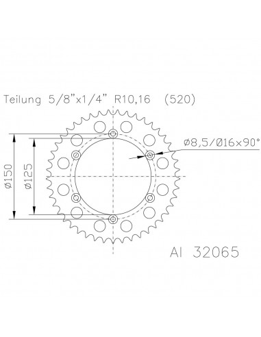 Corona ESJOT Aluminio azul 51-32065-48SBL dientes