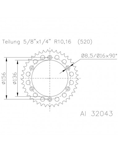 Corona ESJOT Aluminio 51-32043-48 dientes