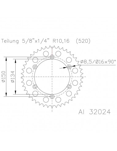 Corona ESJOT Aluminio plata 51-32024-51 dientes