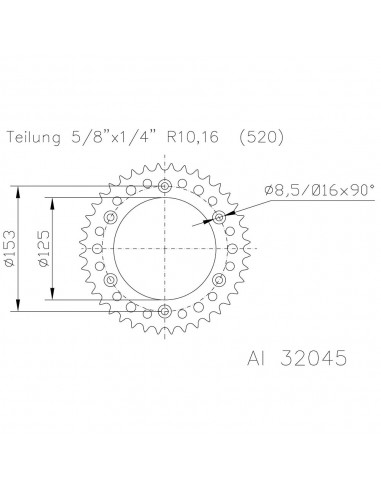 Corona ESJOT Aluminio negro 51-32045-49BP dientes