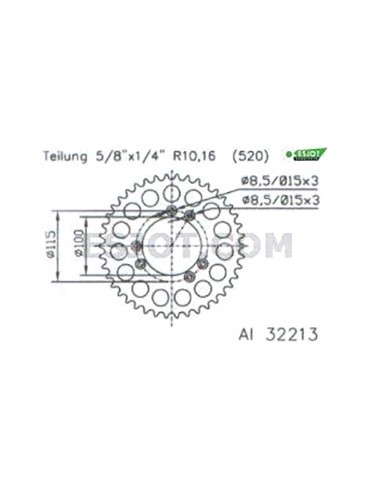 Corona ESJOT Aluminio 51-32213 44 dientes