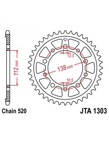 Corona JT 1303 de aluminio con 42 dientes