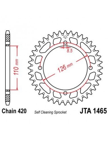 Corona JT 1465 de aluminio con 47 dientes