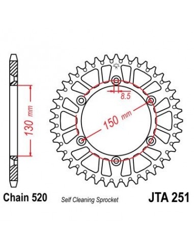 Corona JT 251 de aluminio con 48 dientes