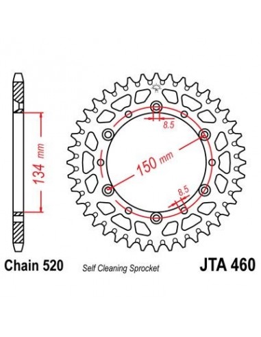 Corona JT 460 de aluminio con 46 dientes
