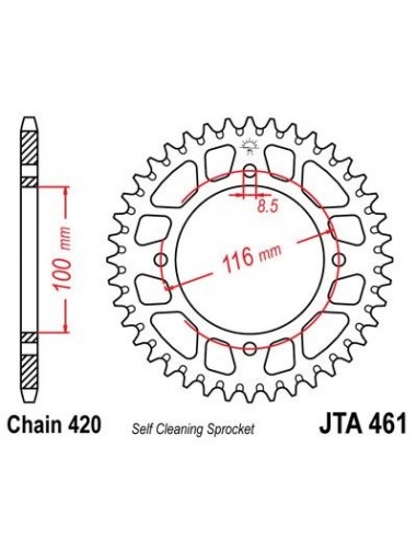 Corona JT 461 de aluminio con 50 dientes