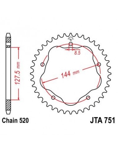 Corona JT 751 de aluminio con 40 dientes
