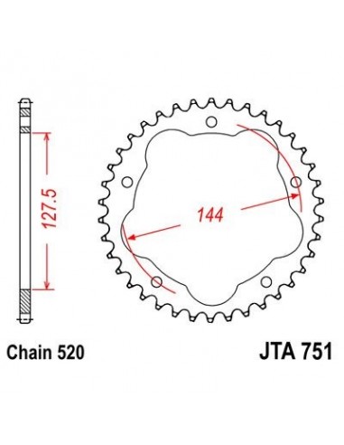 Corona JT 751 de aluminio con 42 dientes