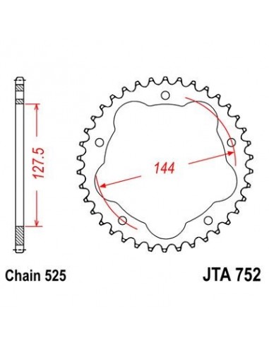 Corona JT 752 de aluminio con 39 dientes