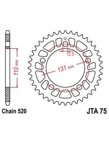 Corona JT 75 de aluminio con 44 dientes