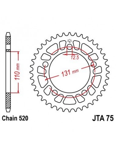 Corona JT 75 de aluminio con 45 dientes