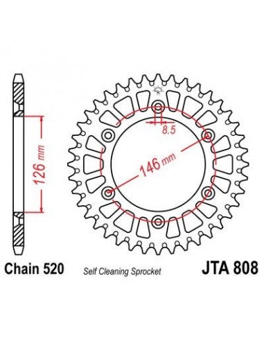 Corona JT 808 de aluminio con 43 dientes
