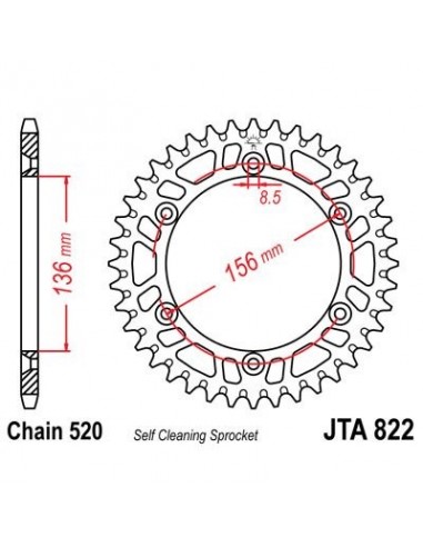 Corona JT 822 de aluminio con 45 dientes