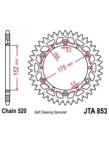 Corona JT 853 de aluminio con 40 dientes