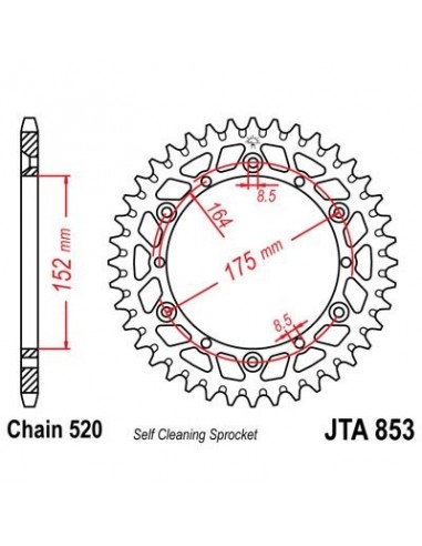 Corona JT 853 de aluminio con 47 dientes