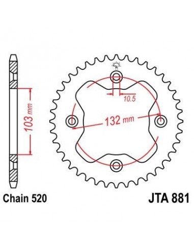 Corona JT 881 de aluminio con 38 dientes