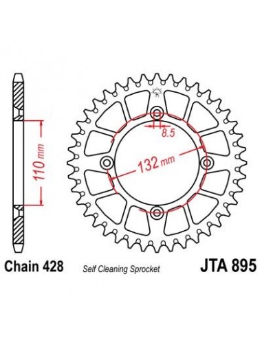 Corona JT 895 de aluminio con 46 dientes