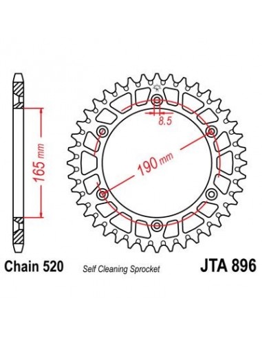 Corona JT 896 de aluminio con 48 dientes