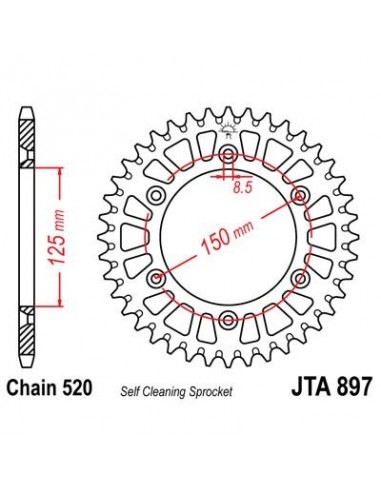 Corona JT 897 de aluminio con 38 dientes