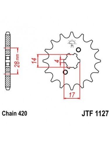 Piñon JT 1127 de acero con 13 dientes