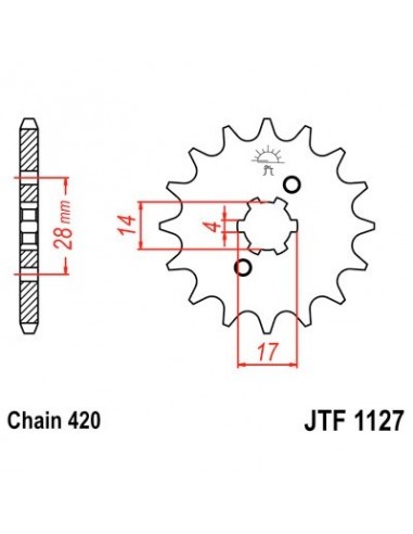 Piñon JT 1127 de acero con 15 dientes