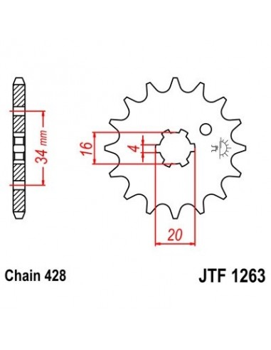 Piñon JT 1263 de acero con 12 dientes