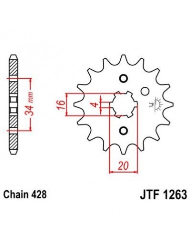 Piñon JT 1263 de acero con 14 dientes