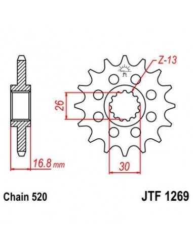 Piñón JT 1269 de acero con 15 dientes