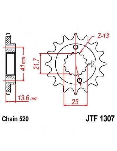 Piñon JT 1307 de acero con 14 dientes