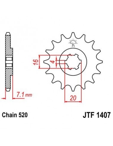 Piñon JT 1407 de acero con 10 dientes